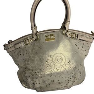 COACH 19624 Madison Tossed Laser Lindsay Leather Satchel Gold